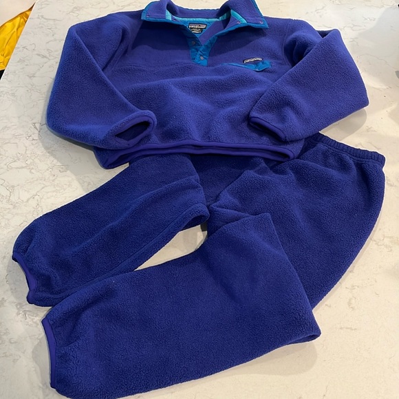 Patagonia Fleece Kids sz 12 Purple 2pc Outfit - Picture 1 of 14